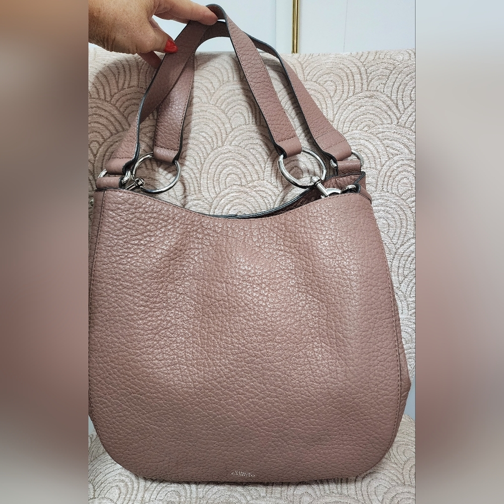 NWOT Vince Camuto Pebbled Leather 3 Compartment Hobo Shoulder Bag In Mauve